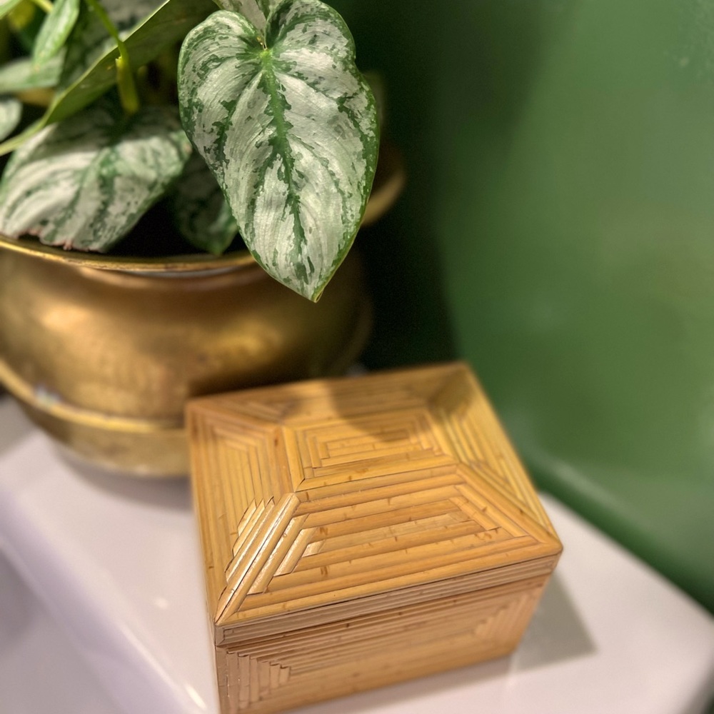 Vintage wooden natural keepsake jewelry boho box